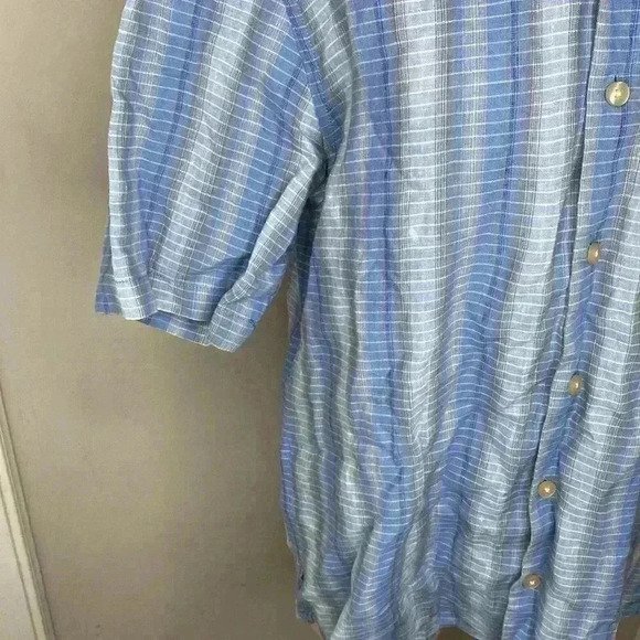 Tommy Bahama Men's 100% Linen Blue Button Down Shirt Size Medium - Picture 3 of 6